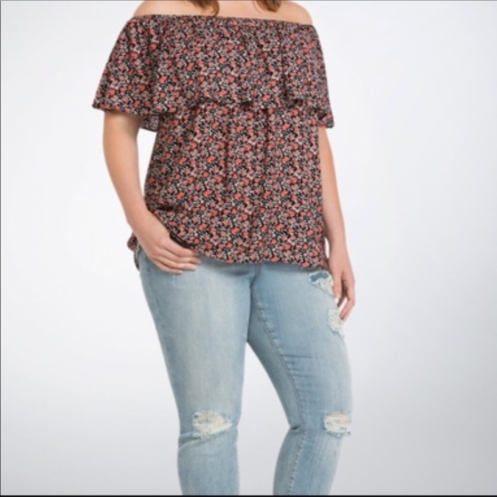 Torrid off shoulder floral blouse